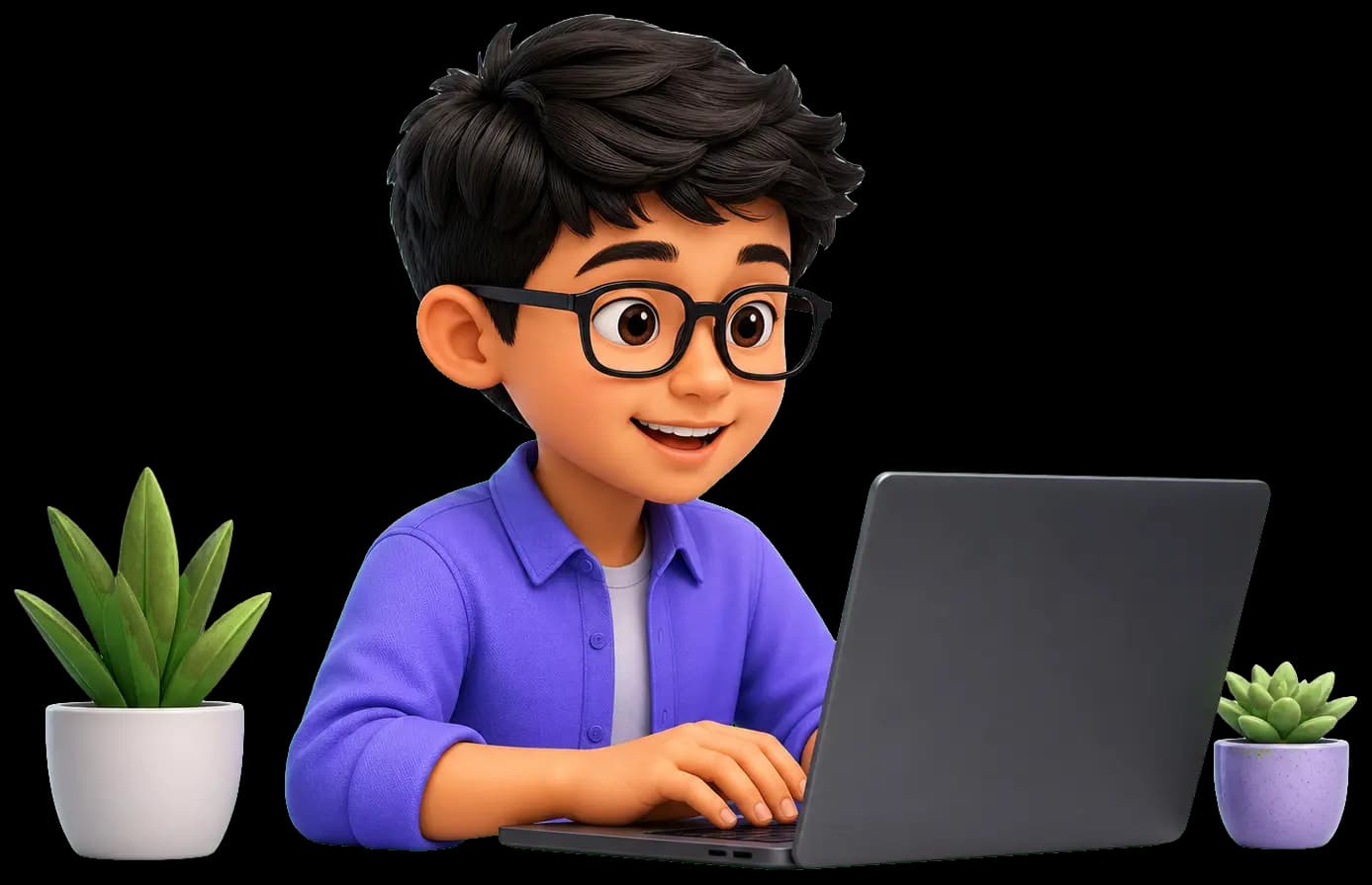 Young learner coding on a laptop